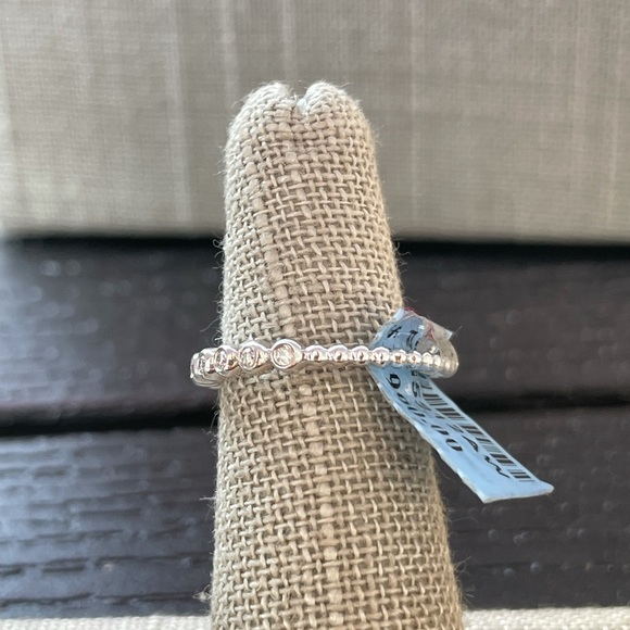 NWT 14k white gold stackable diamond beaded eternity band ring 0.20ctw - Picture 3 of 7